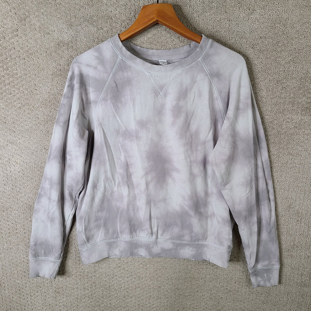 Old Navy Sweater Womens S Tall Gray Tie Dye Sweatshirt Crew Neck Long Sleeve